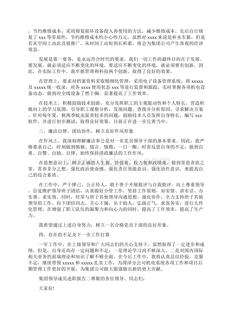 集团领导成员述职报告四篇Word格式文档下载.docx_第2页