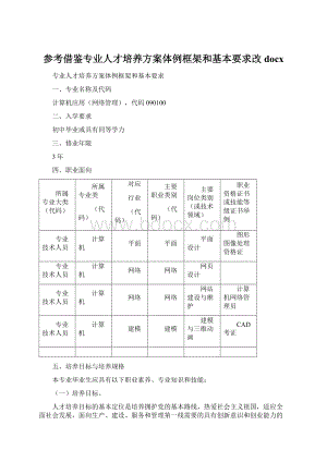 参考借鉴专业人才培养方案体例框架和基本要求改docx.docx