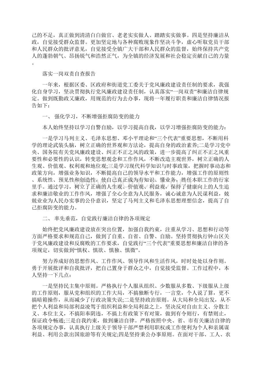 落实一岗双责自查报告2篇最新篇.docx_第3页