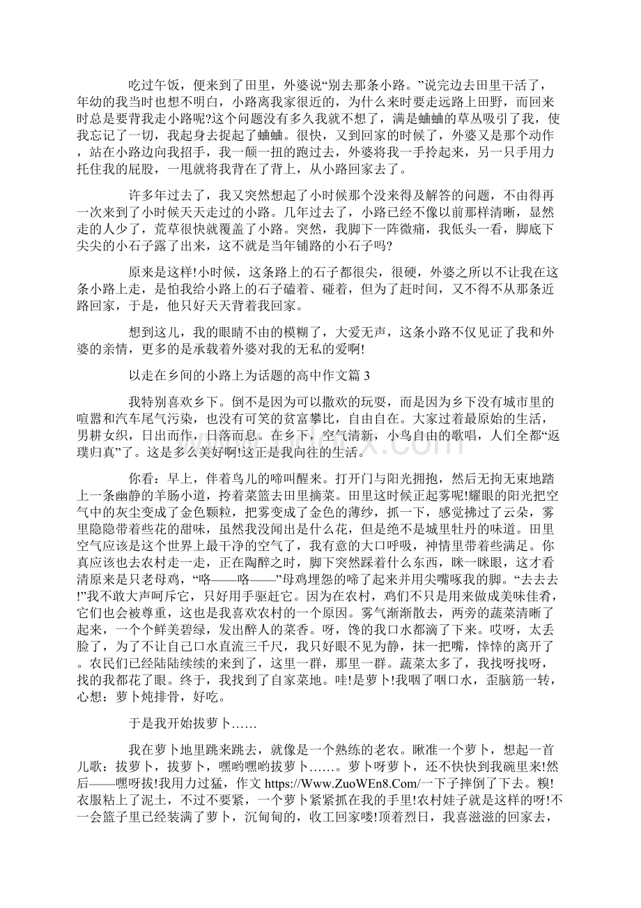 走在乡间的小路上高二作文素材5篇.docx_第2页