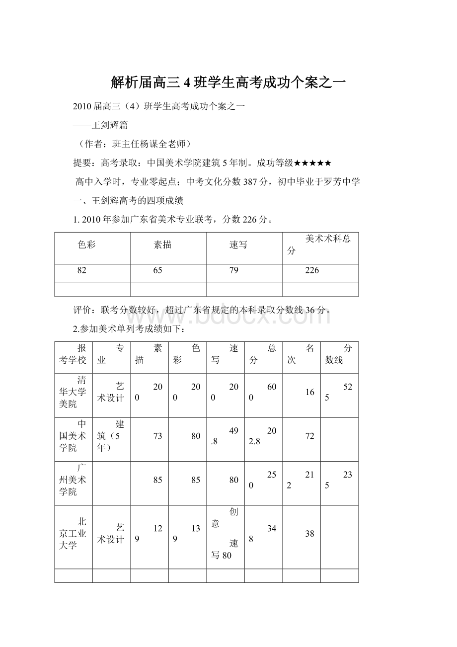 解析届高三4班学生高考成功个案之一Word文件下载.docx_第1页