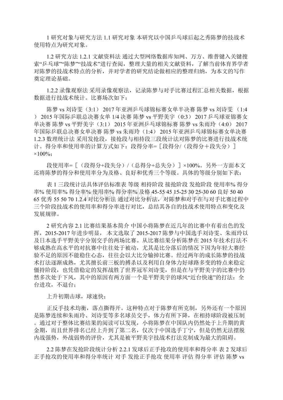 对中国女子乒乓球后起之秀陈梦的技战术分析.docx_第2页