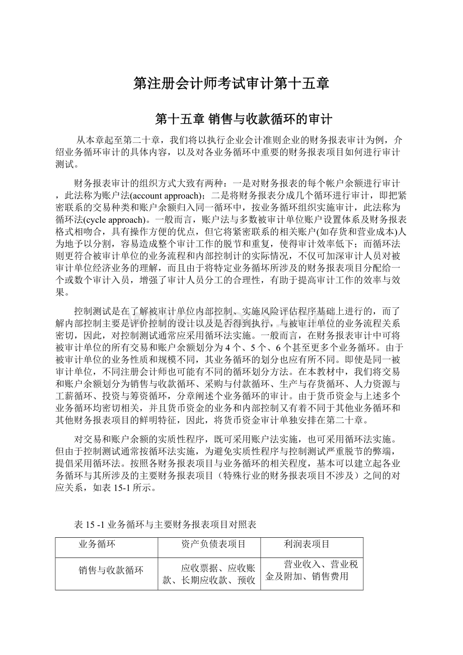 第注册会计师考试审计第十五章.docx_第1页