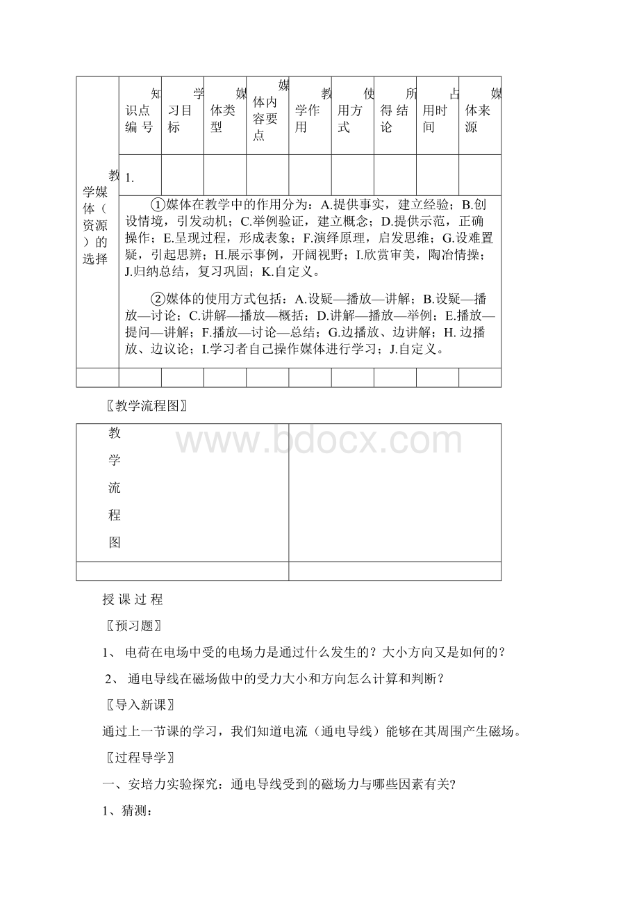 高中物理32磁场对通电导线的作用安培力教案教科版选修31Word格式文档下载.docx_第2页