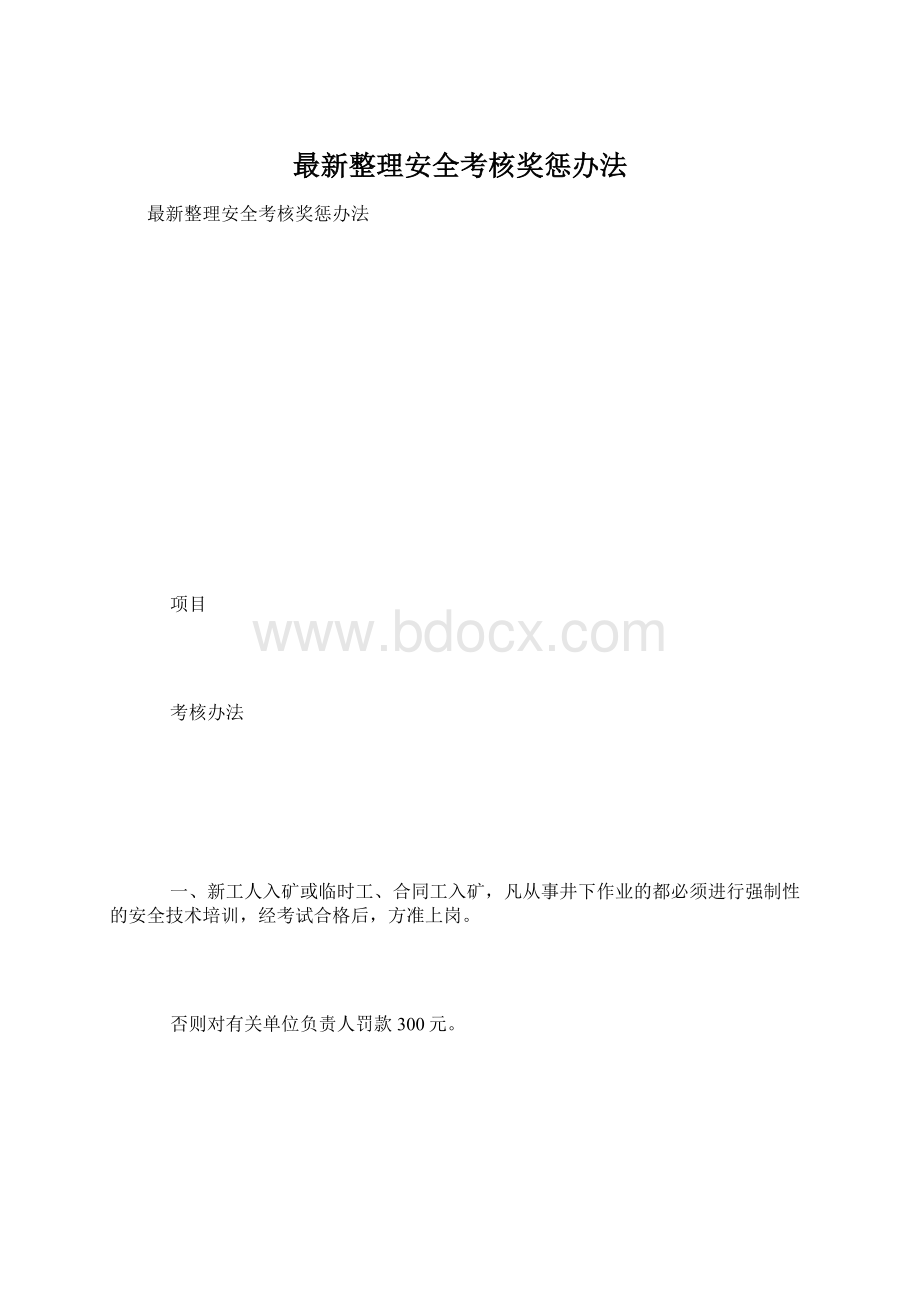 最新整理安全考核奖惩办法Word下载.docx