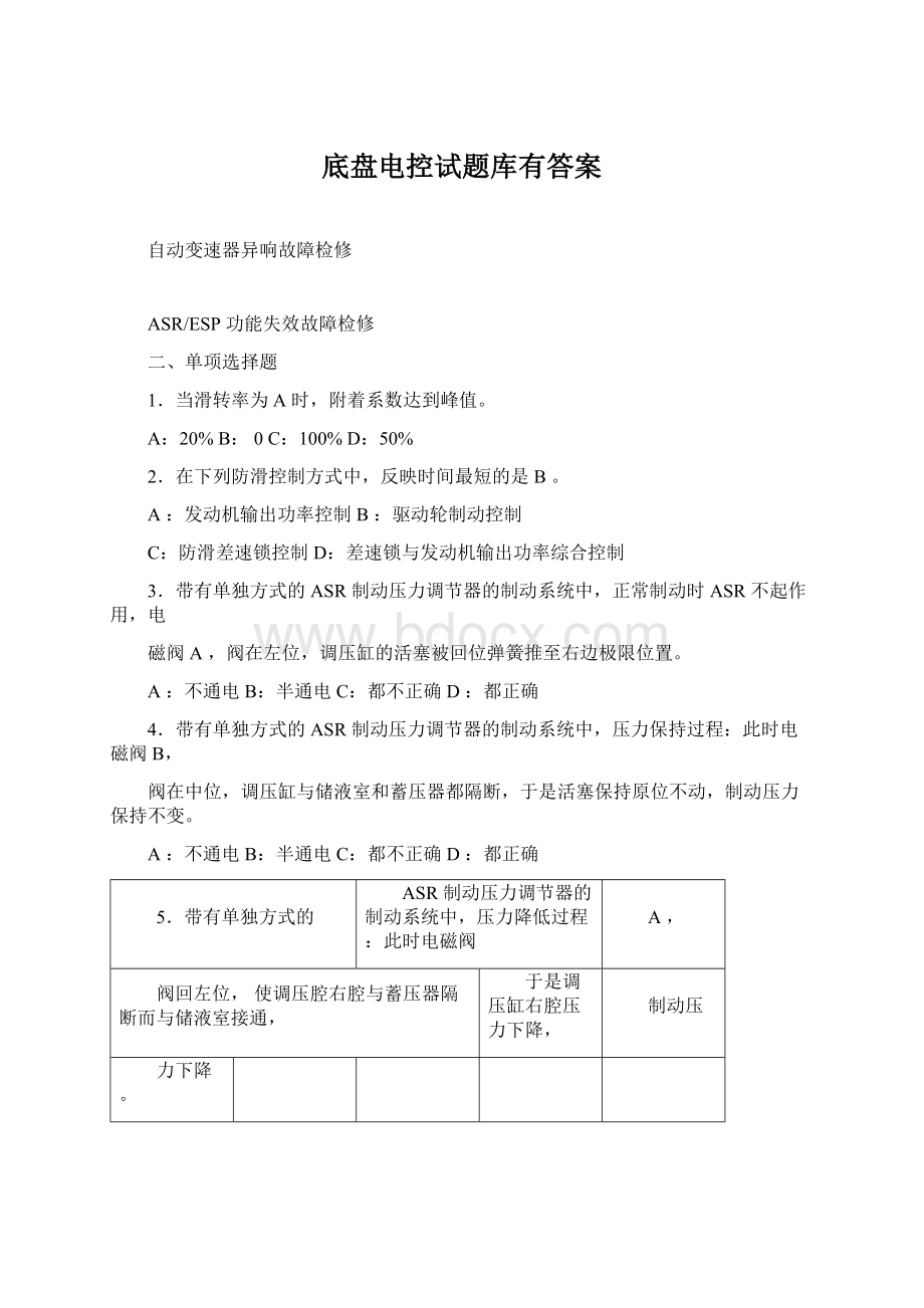 底盘电控试题库有答案Word下载.docx