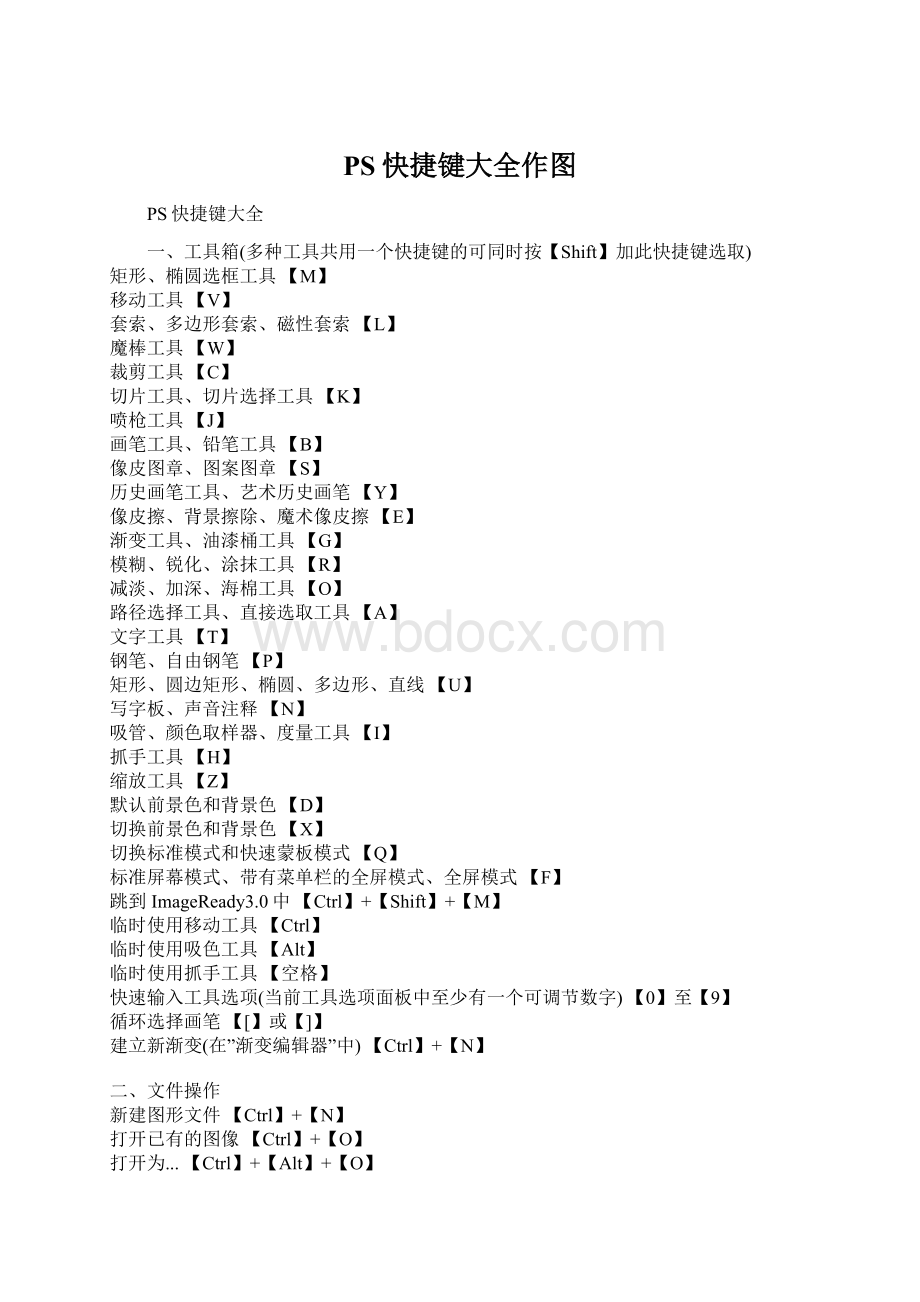 PS快捷键大全作图.docx_第1页