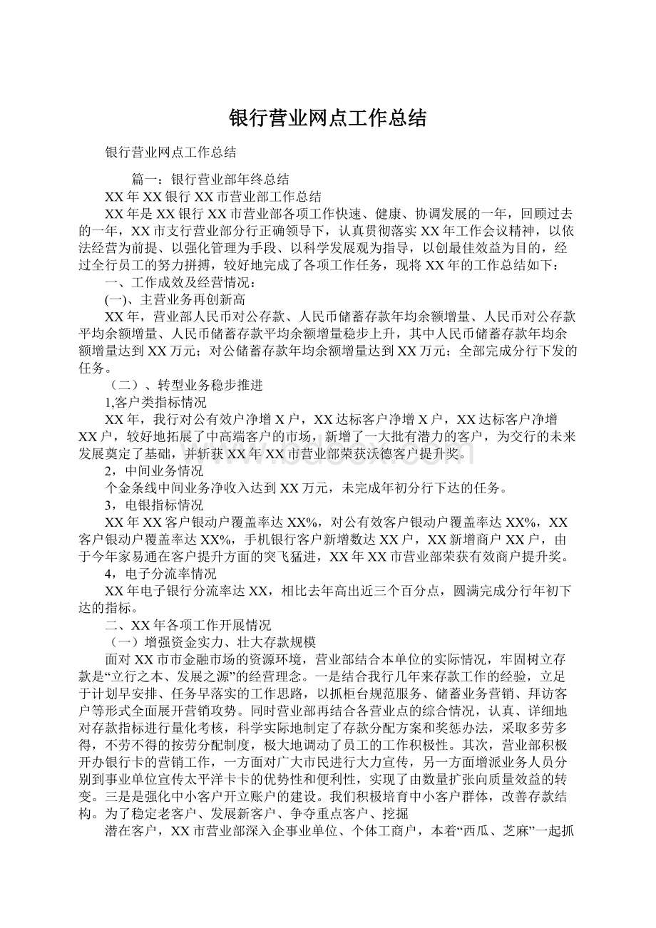 银行营业网点工作总结.docx_第1页