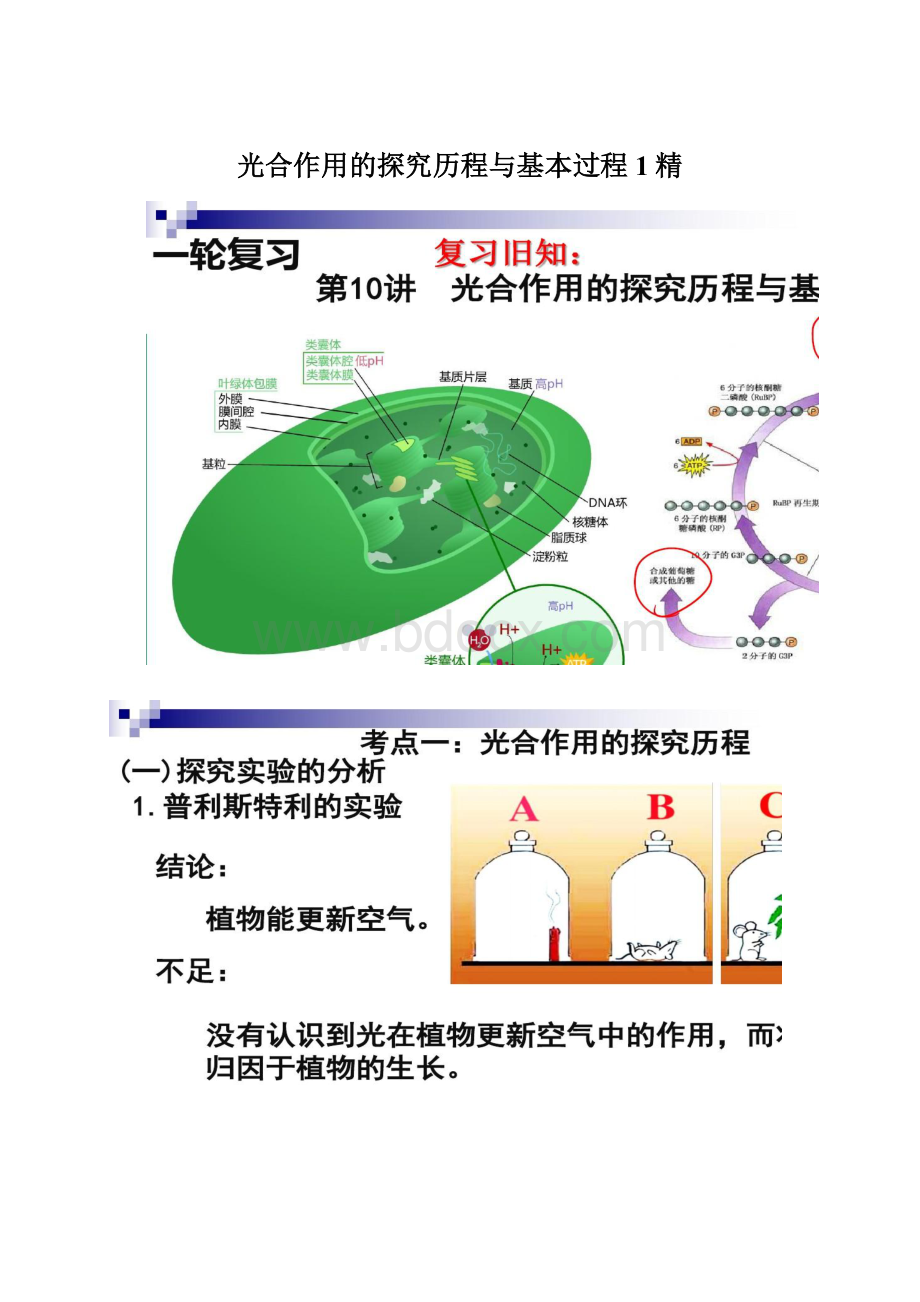 光合作用的探究历程与基本过程1精Word格式.docx