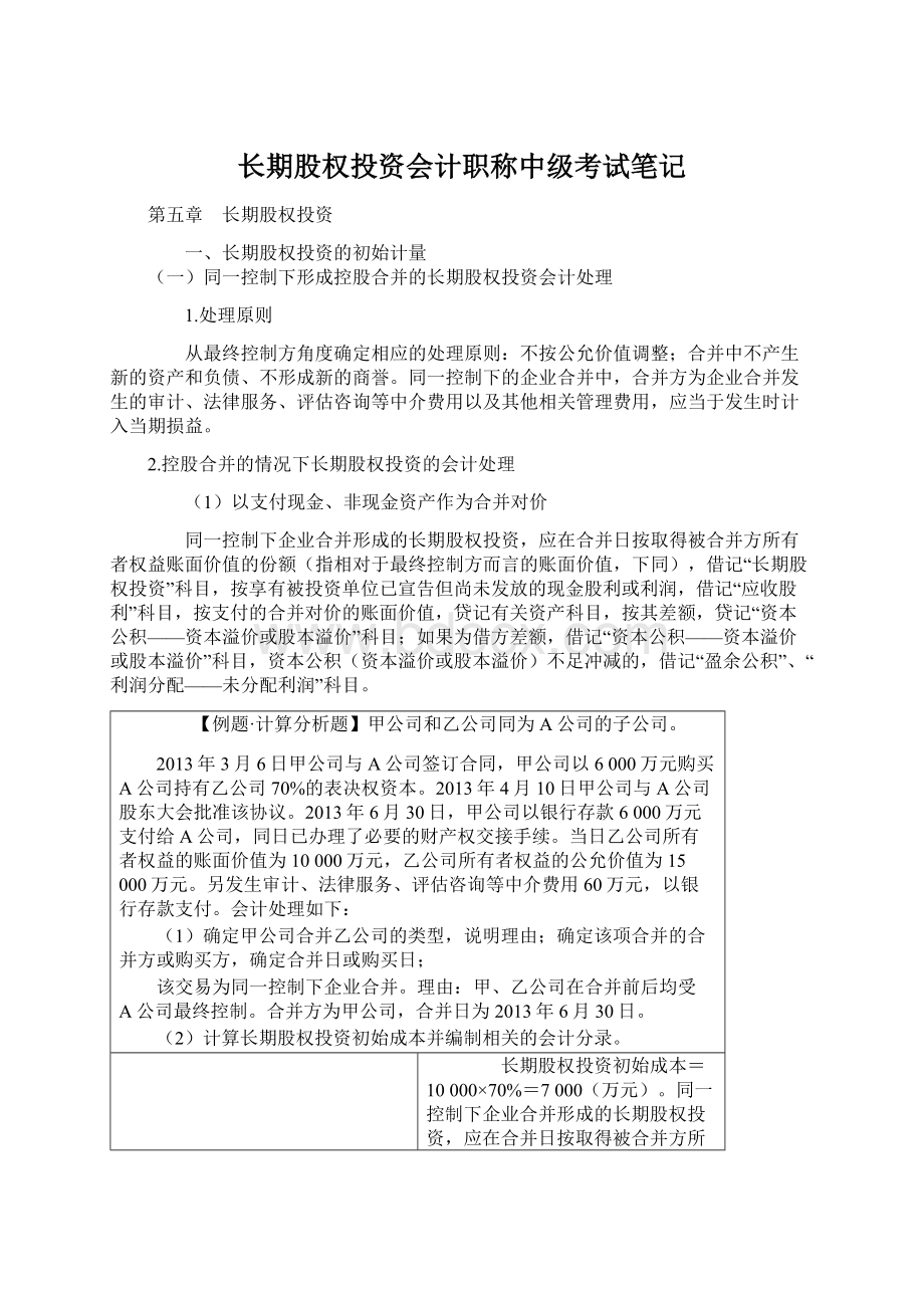 长期股权投资会计职称中级考试笔记.docx