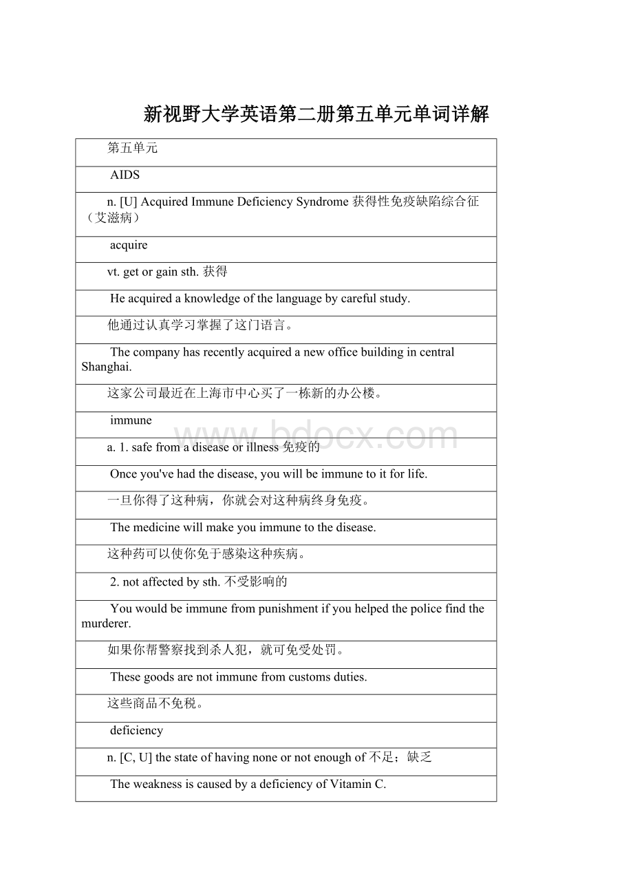 新视野大学英语第二册第五单元单词详解.docx