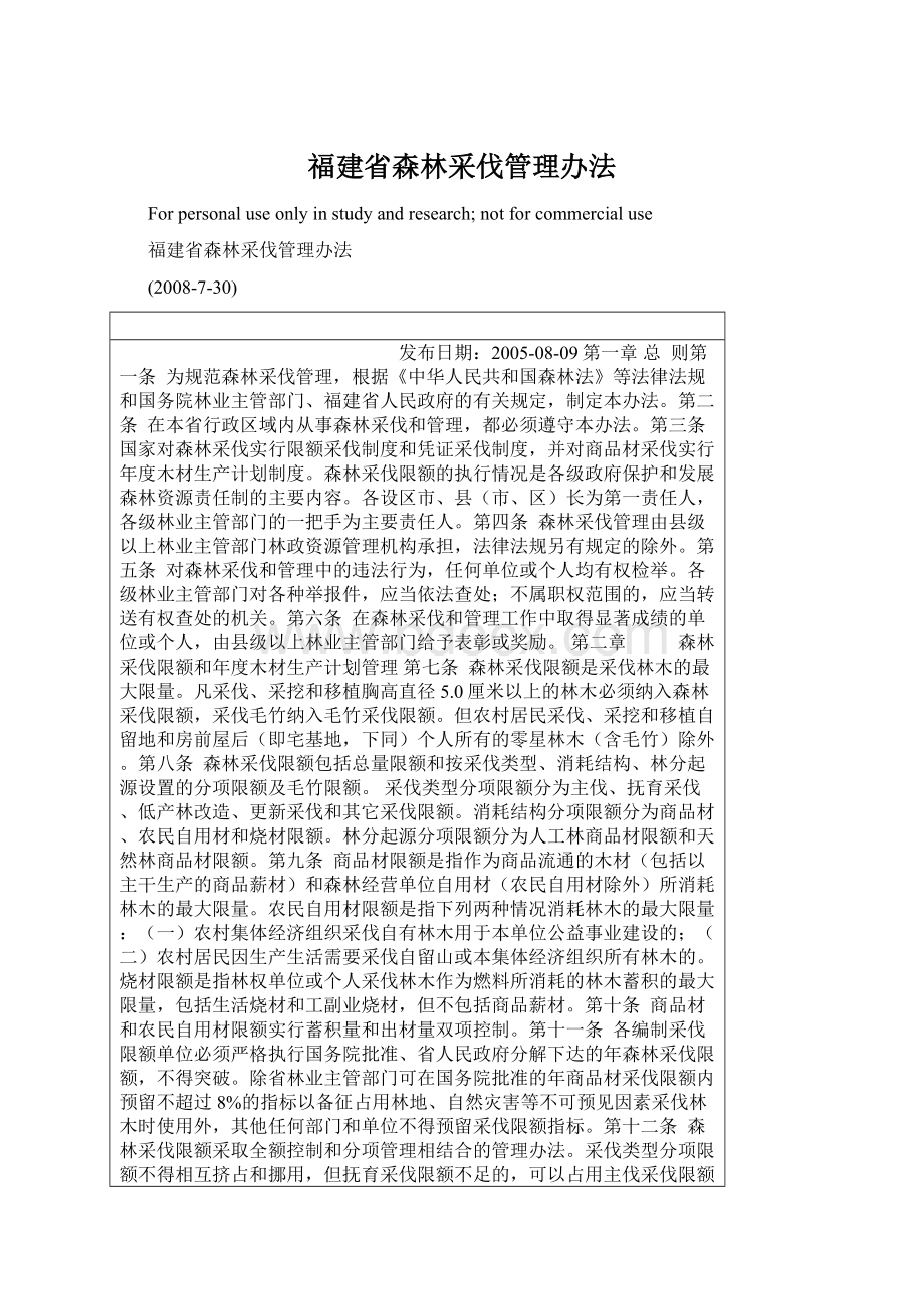 福建省森林采伐管理办法Word下载.docx