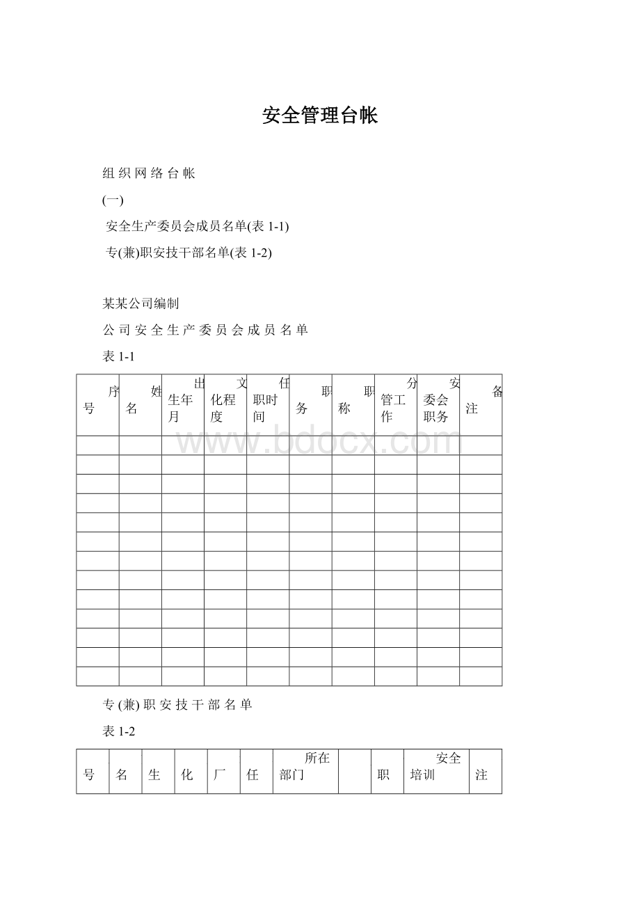 安全管理台帐Word格式.docx