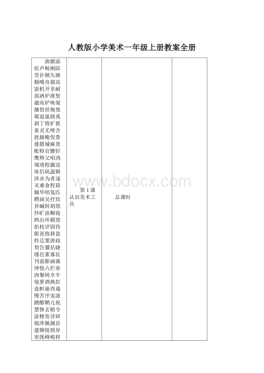 人教版小学美术一年级上册教案全册Word格式文档下载.docx