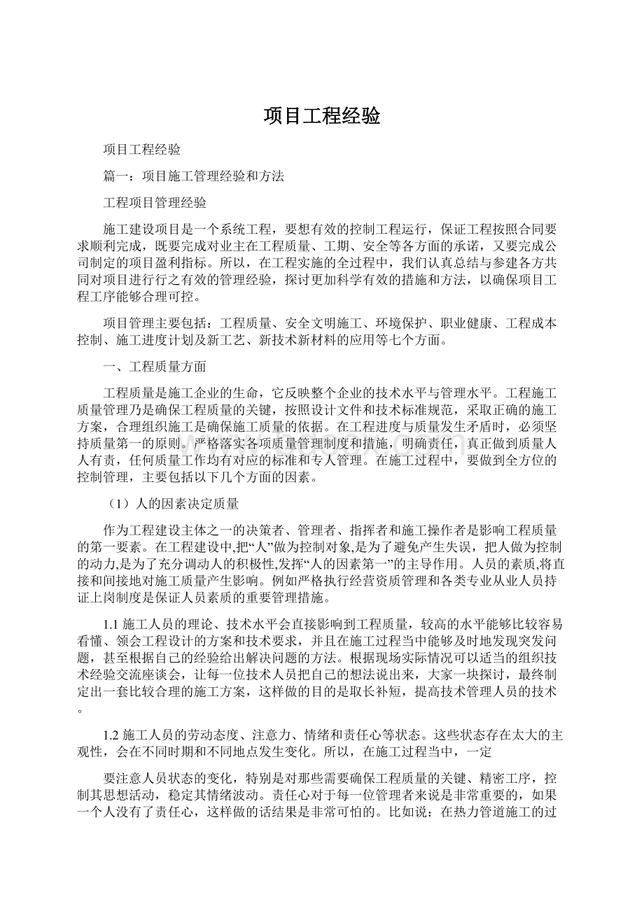 项目工程经验文档格式.docx