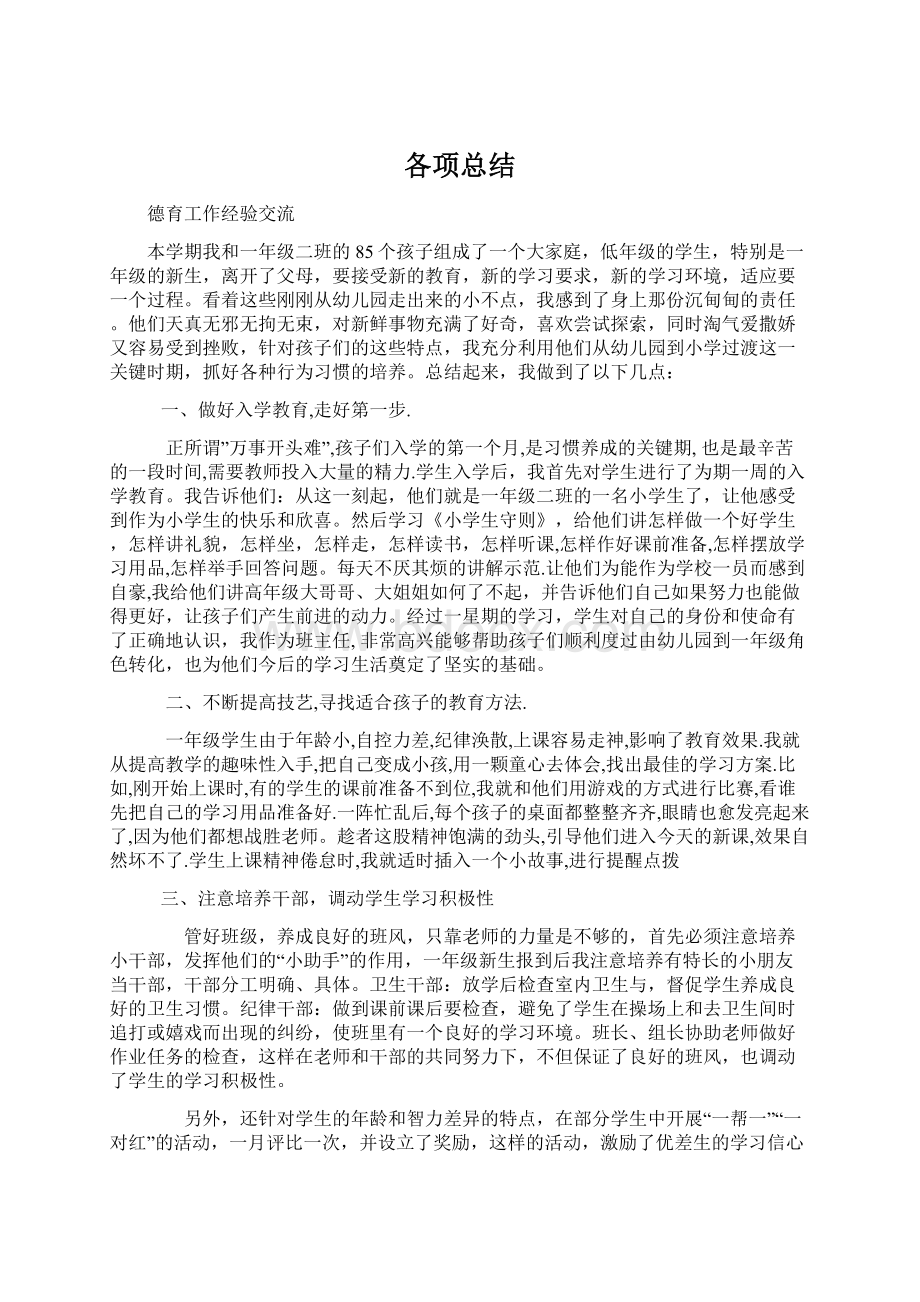 各项总结Word文件下载.docx