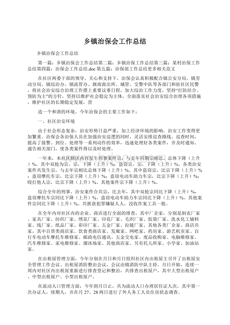 乡镇治保会工作总结.docx