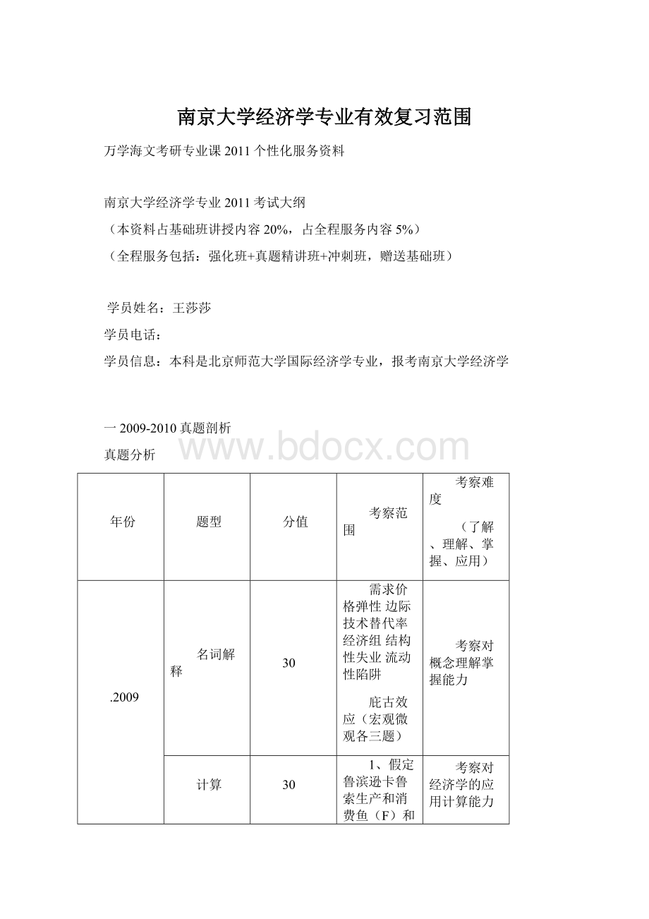 南京大学经济学专业有效复习范围.docx