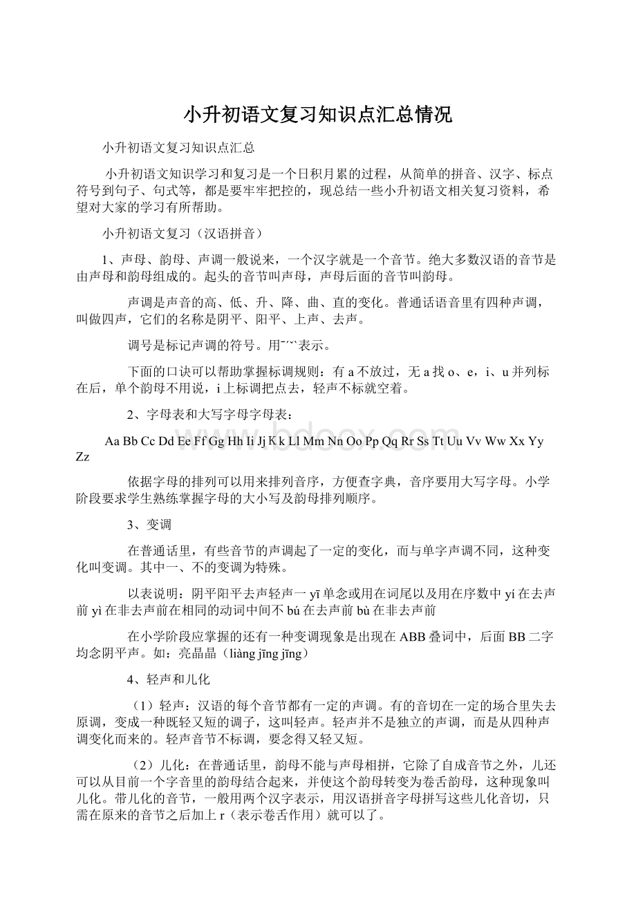 小升初语文复习知识点汇总情况.docx_第1页