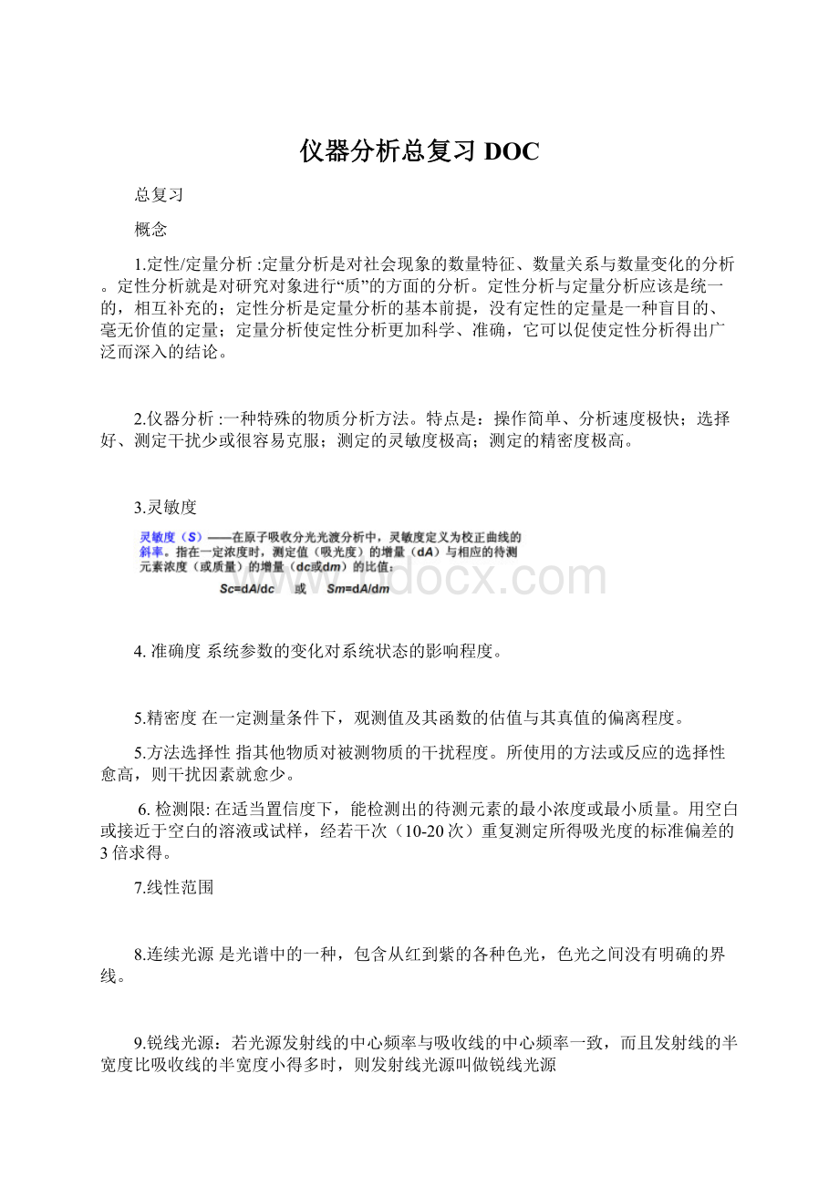 仪器分析总复习DOCWord格式文档下载.docx_第1页