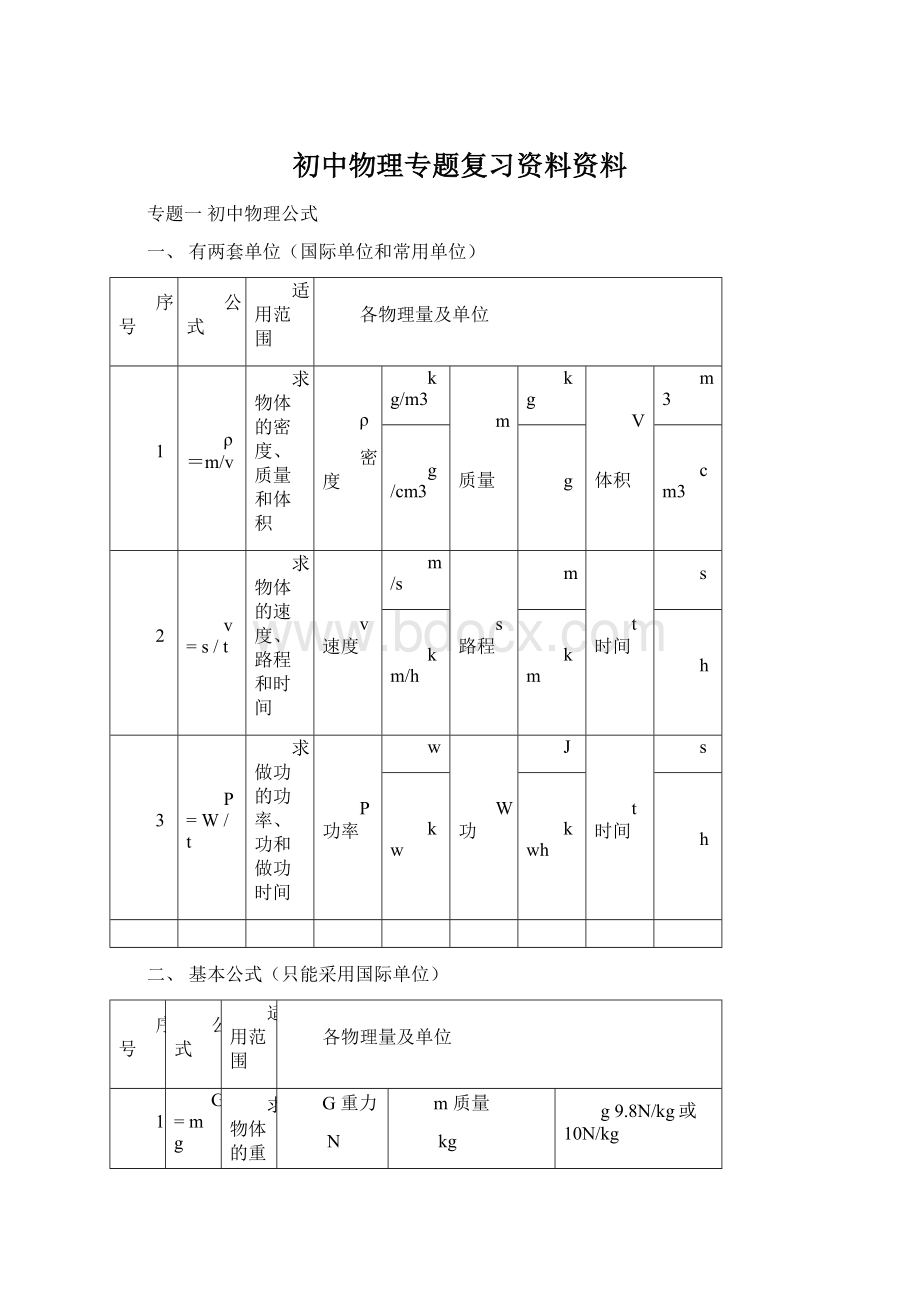 初中物理专题复习资料资料Word格式.docx_第1页