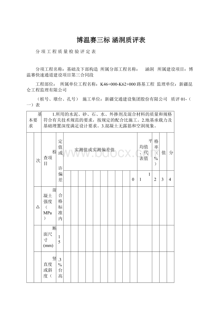 博温赛三标 涵洞质评表Word格式.docx