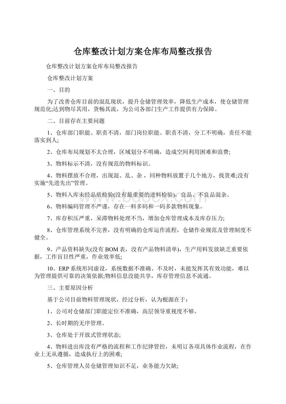 仓库整改计划方案仓库布局整改报告.docx_第1页