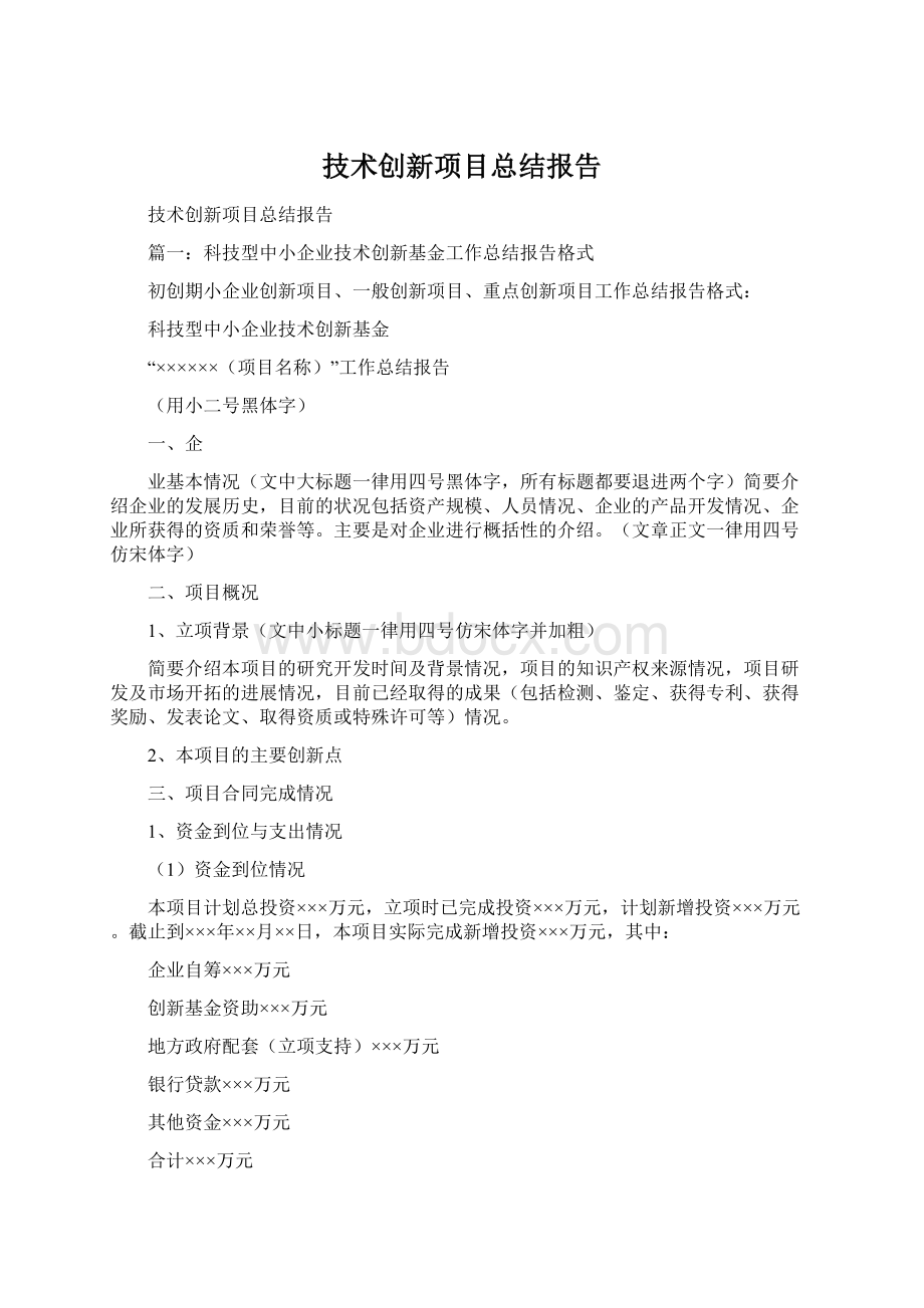 技术创新项目总结报告Word格式文档下载.docx