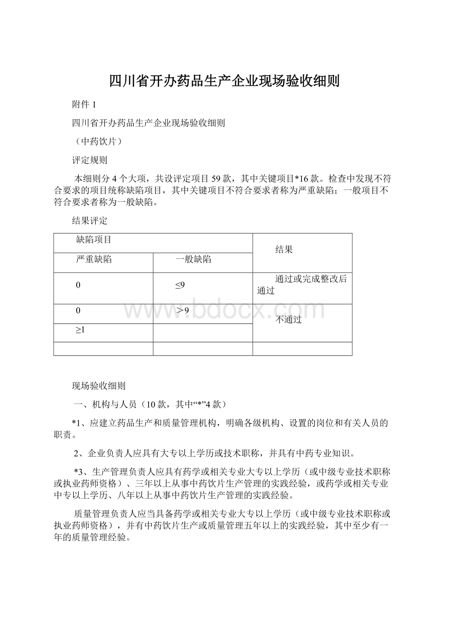 四川省开办药品生产企业现场验收细则文档格式.docx