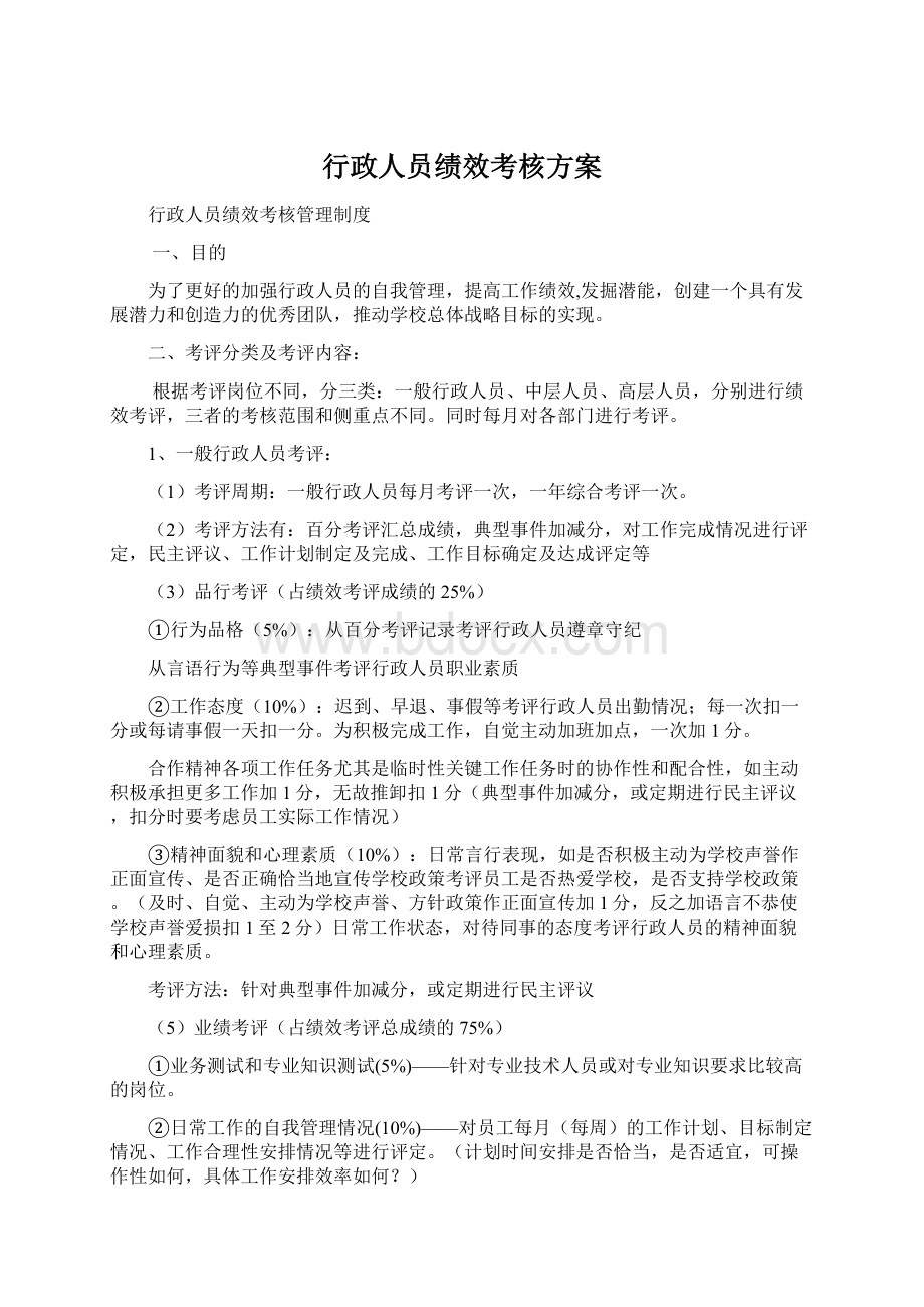 行政人员绩效考核方案.docx