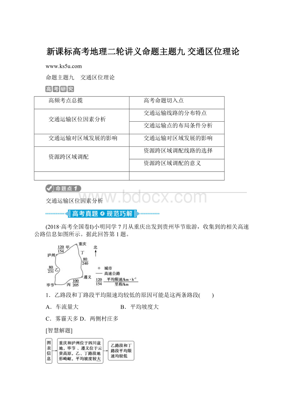 新课标高考地理二轮讲义命题主题九 交通区位理论.docx