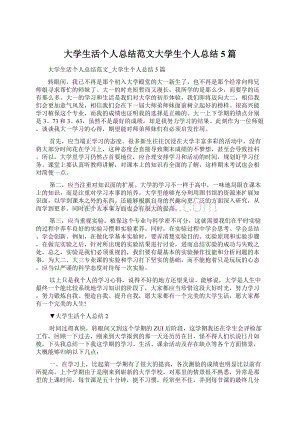 大学生活个人总结范文大学生个人总结5篇.docx