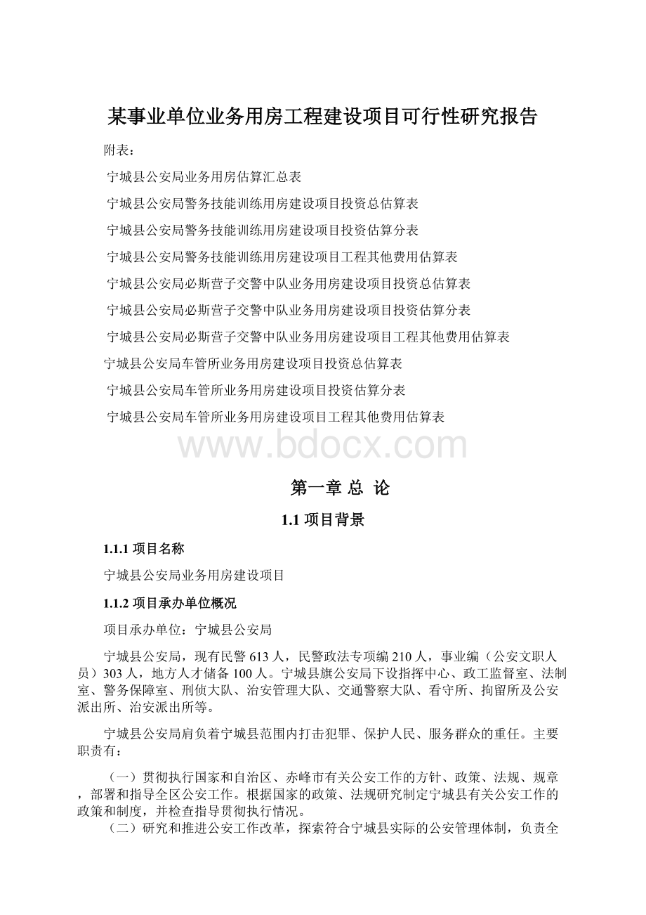 某事业单位业务用房工程建设项目可行性研究报告文档格式.docx_第1页