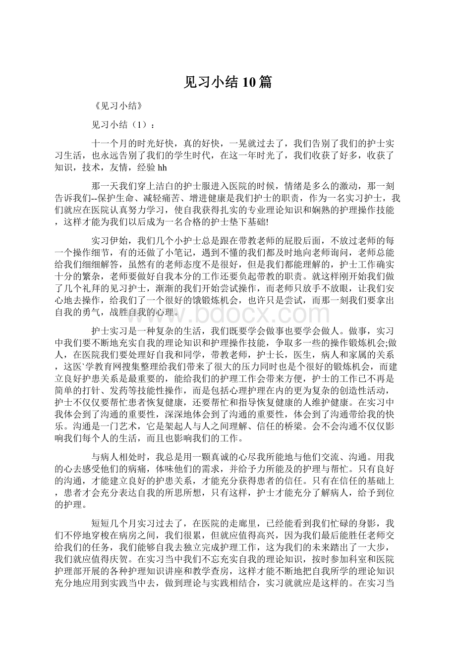 见习小结10篇Word格式.docx