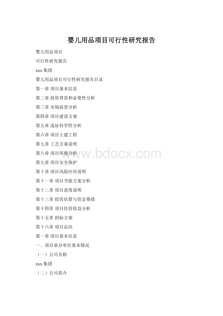 婴儿用品项目可行性研究报告Word格式.docx