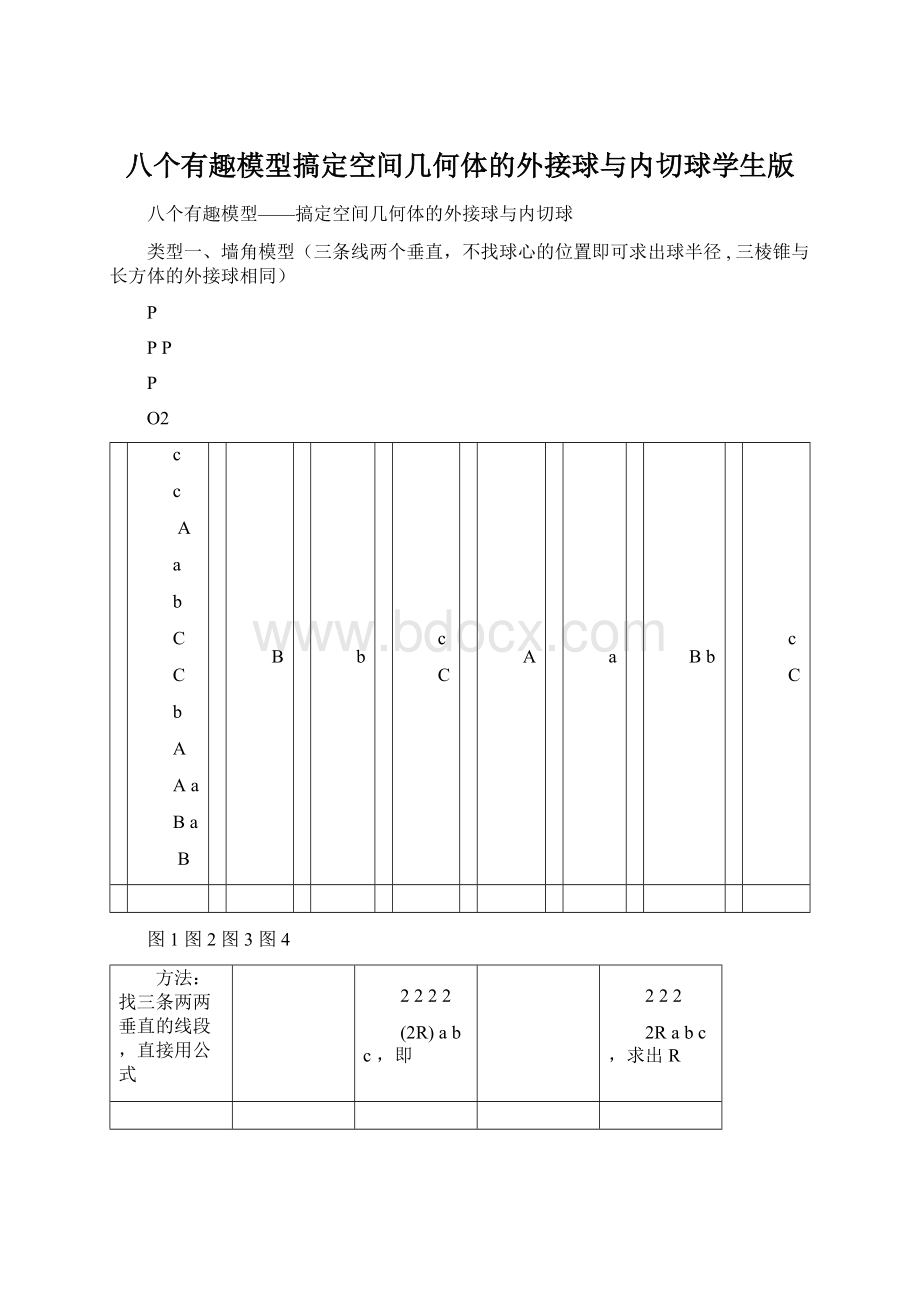 八个有趣模型搞定空间几何体的外接球与内切球学生版.docx