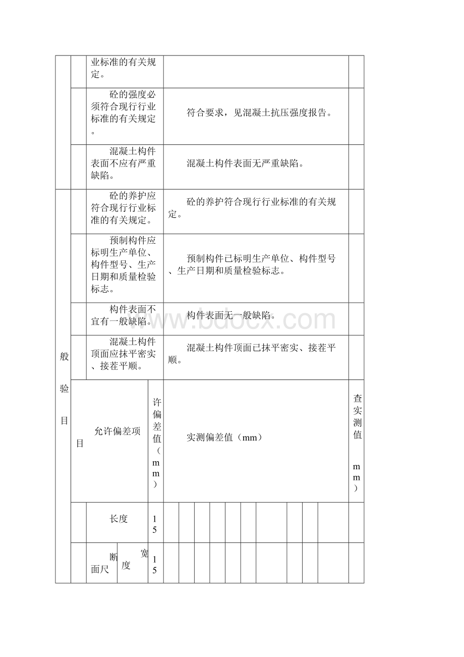 预制空心板检验批质量检验记录表Word格式.docx_第2页