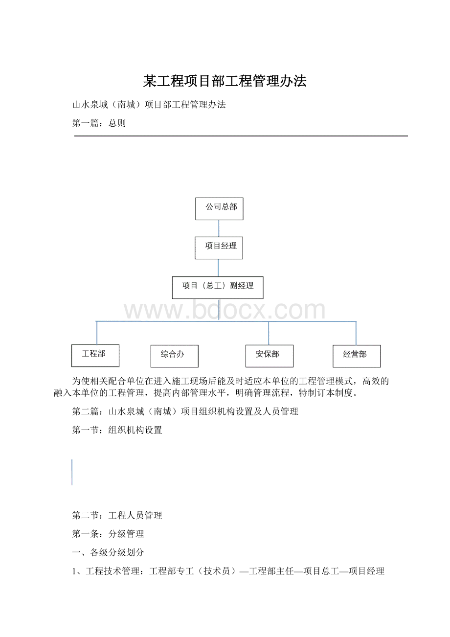 某工程项目部工程管理办法.docx_第1页