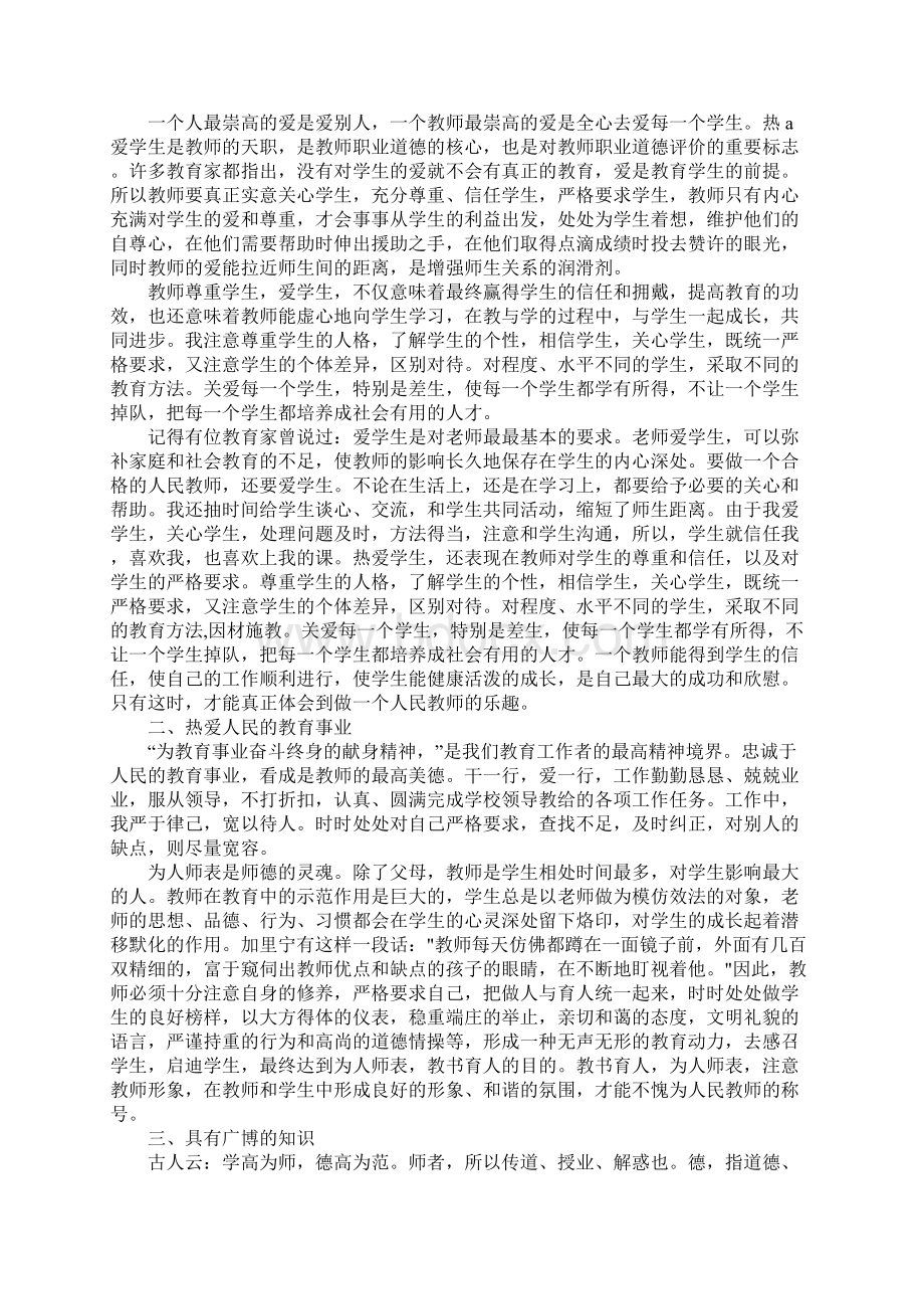 最新个人师德表现总结资料文档格式.docx_第2页