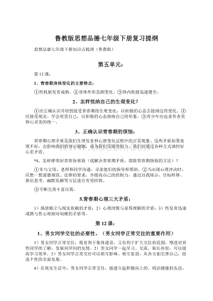 鲁教版思想品德七年级下册复习提纲.docx