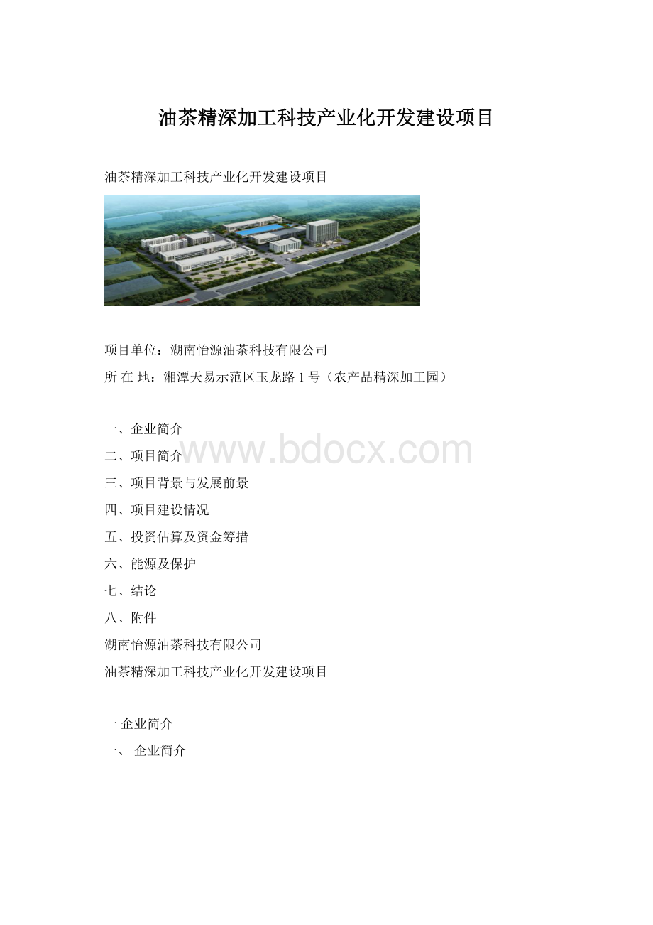 油茶精深加工科技产业化开发建设项目.docx