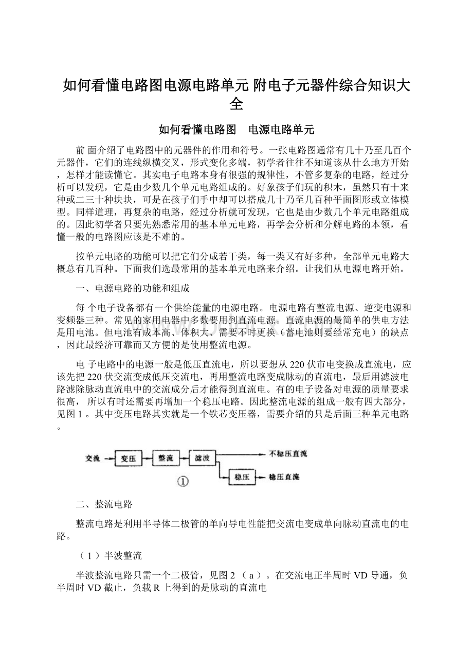 如何看懂电路图电源电路单元附电子元器件综合知识大全Word文档格式.docx