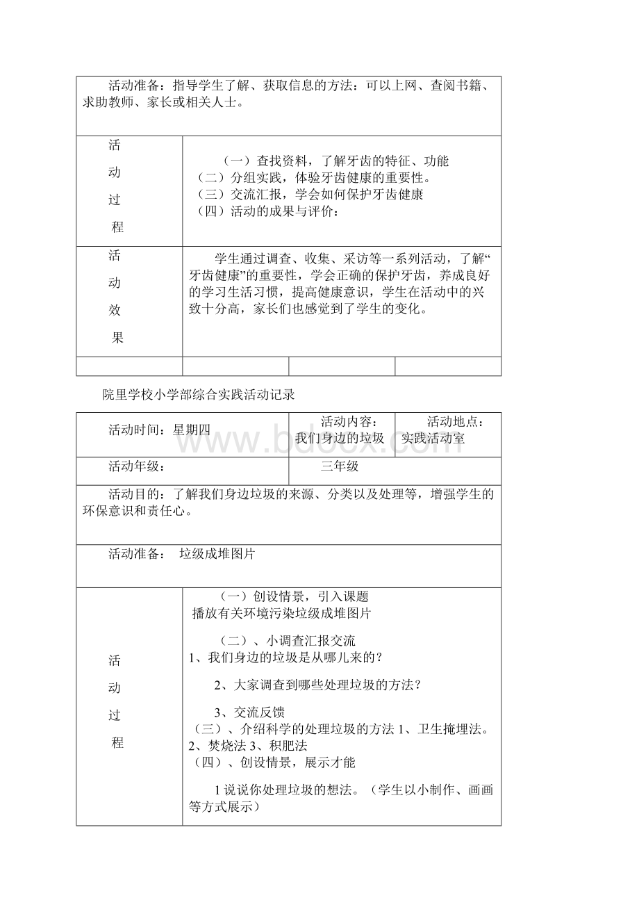 小学三年级综合实践活动记录Word文档下载推荐.docx_第3页