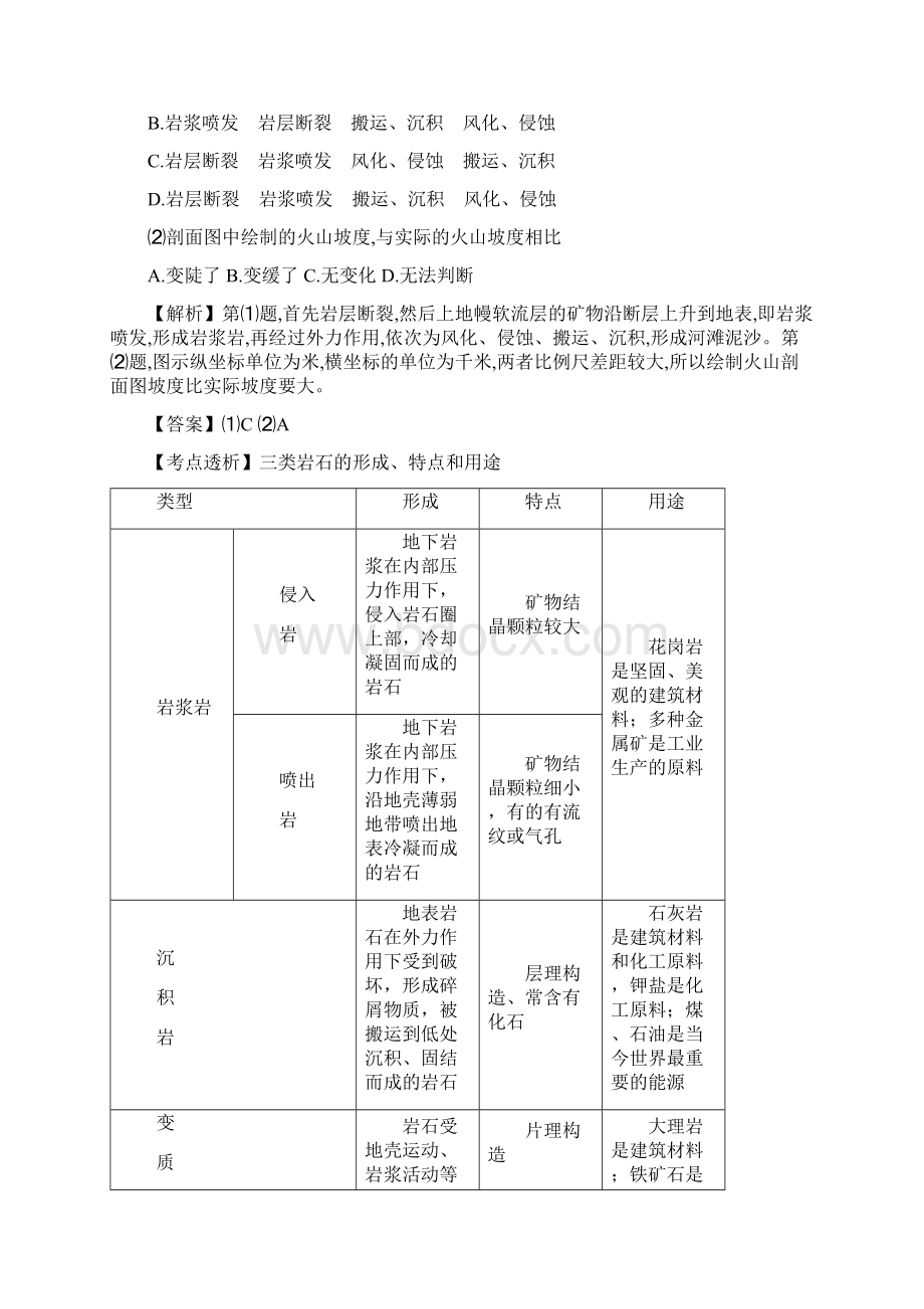 高考地理二轮复习地壳物质循环与三大类岩石考点18.docx_第2页