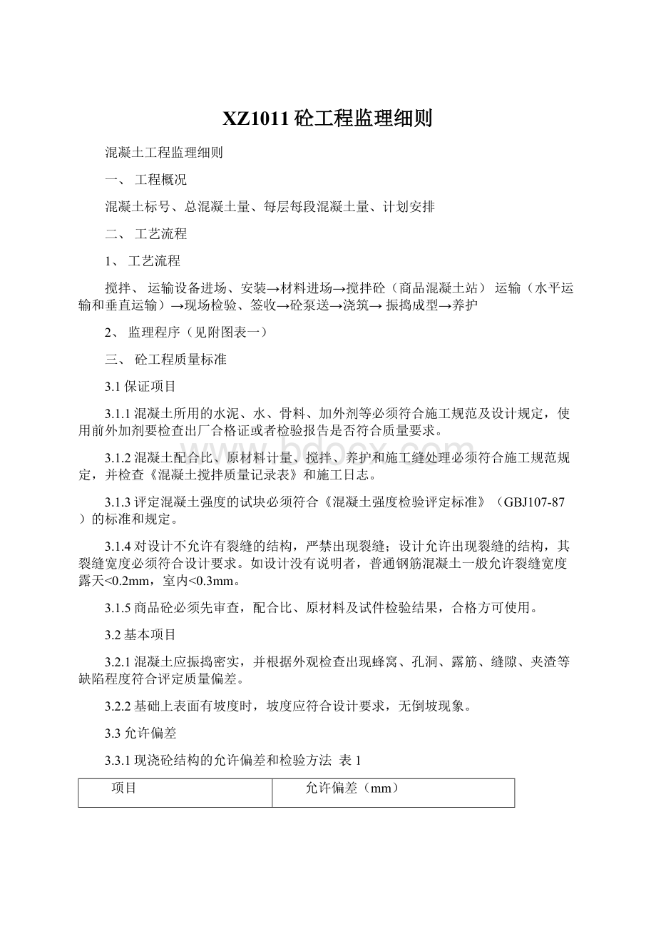 XZ1011砼工程监理细则Word格式文档下载.docx_第1页