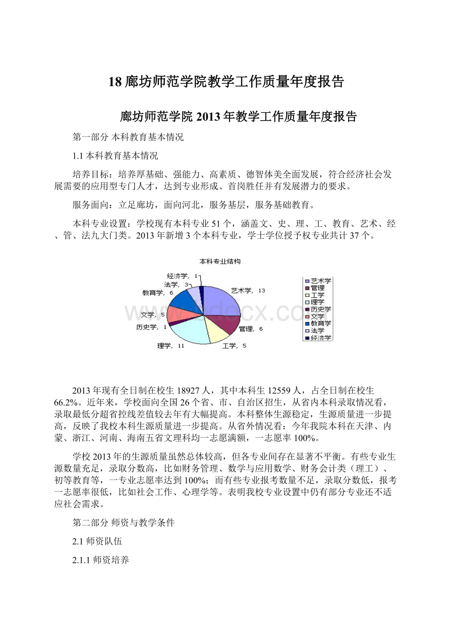 18廊坊师范学院教学工作质量年度报告.docx_第1页