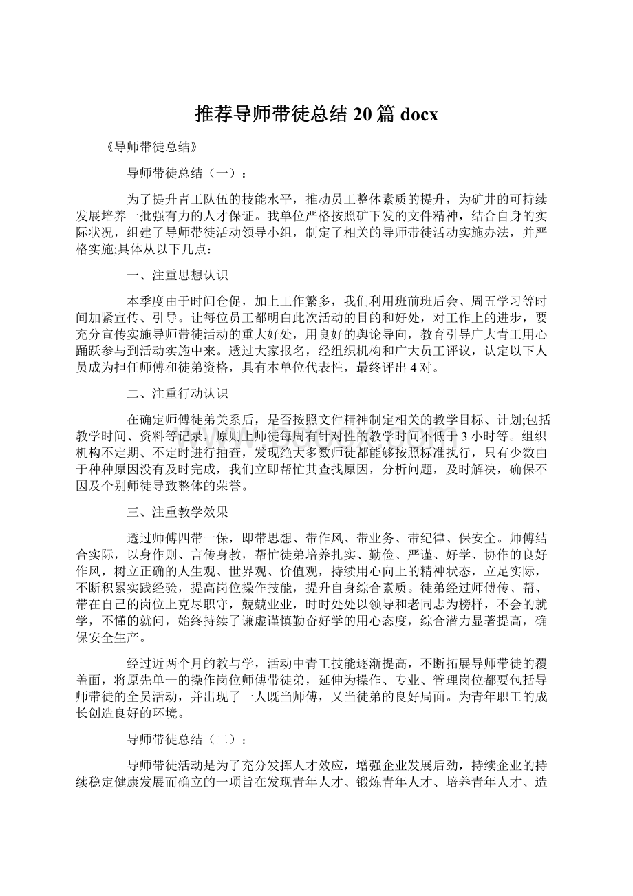 推荐导师带徒总结20篇docx.docx