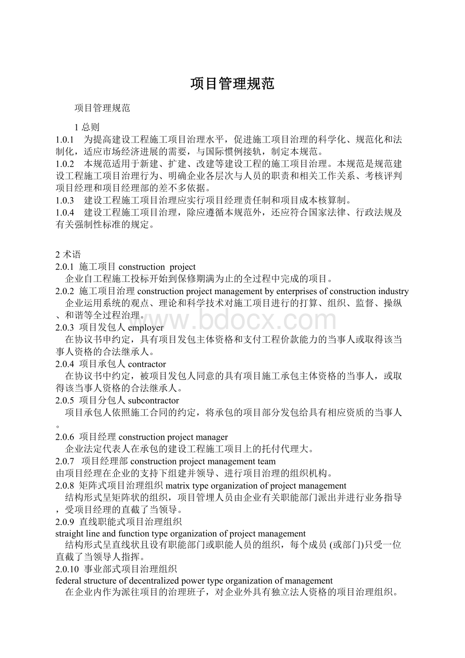 项目管理规范Word格式文档下载.docx