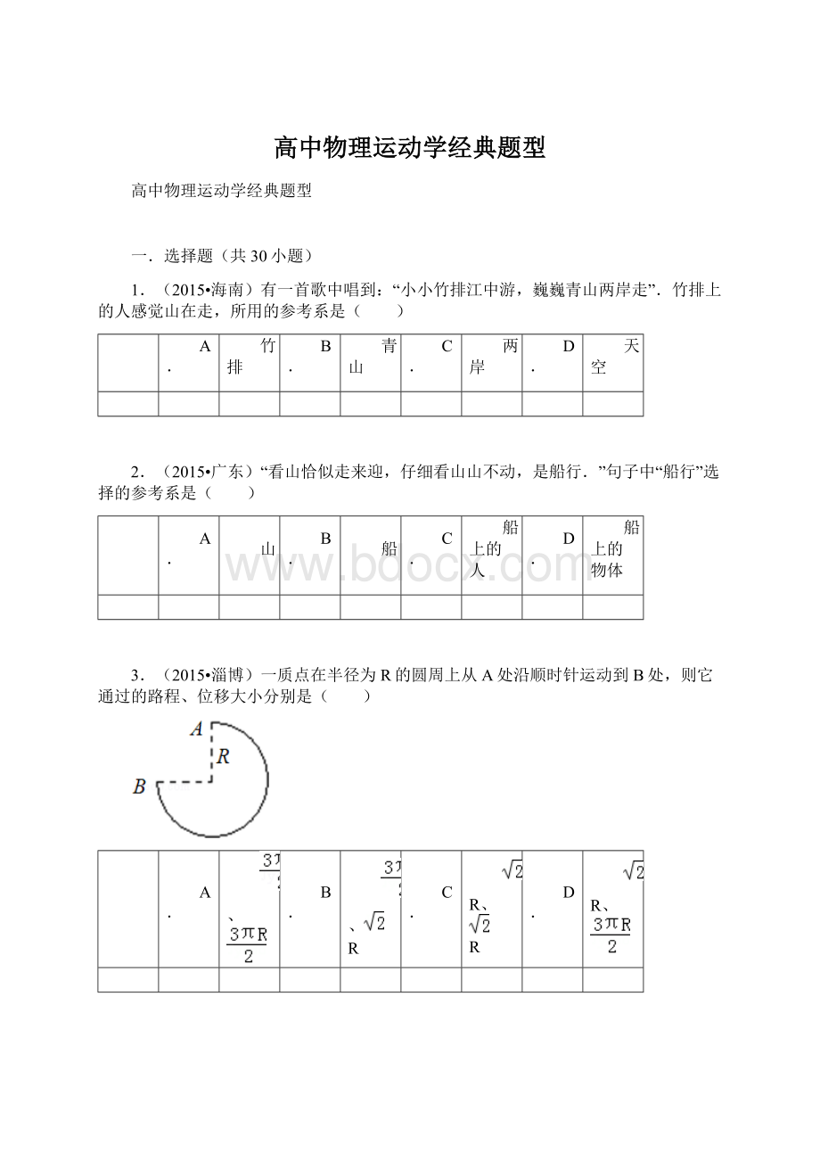 高中物理运动学经典题型.docx