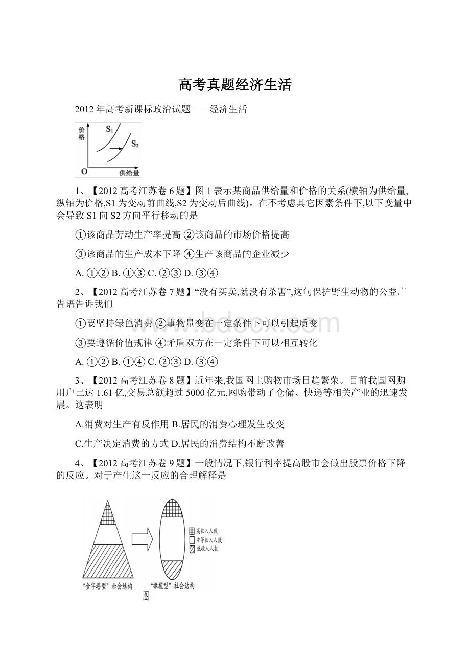 高考真题经济生活Word格式.docx_第1页